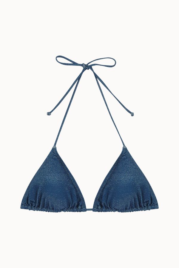 Bohodot Top bikini triangular cortina l&uacute;rex azul