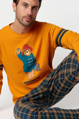 Admas Pijama largo cuadros Paddington para hombre amarillo