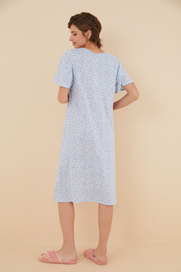 Womensecret Pyjama 100 % Baumwolle Multi-Blumen Blau Blau