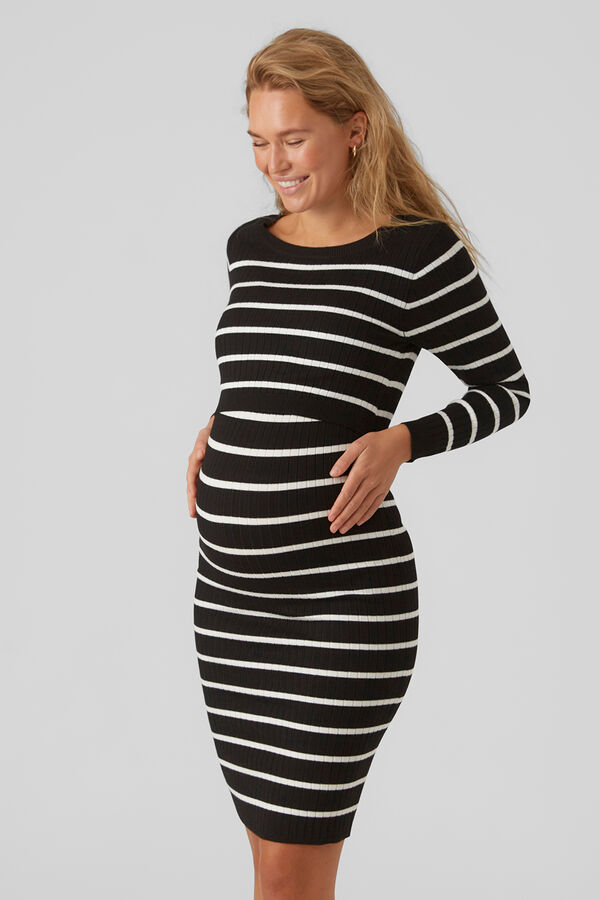 Mamalicious Vestido de malha para maternity e amamenta&ccedil;&atilde;o preto