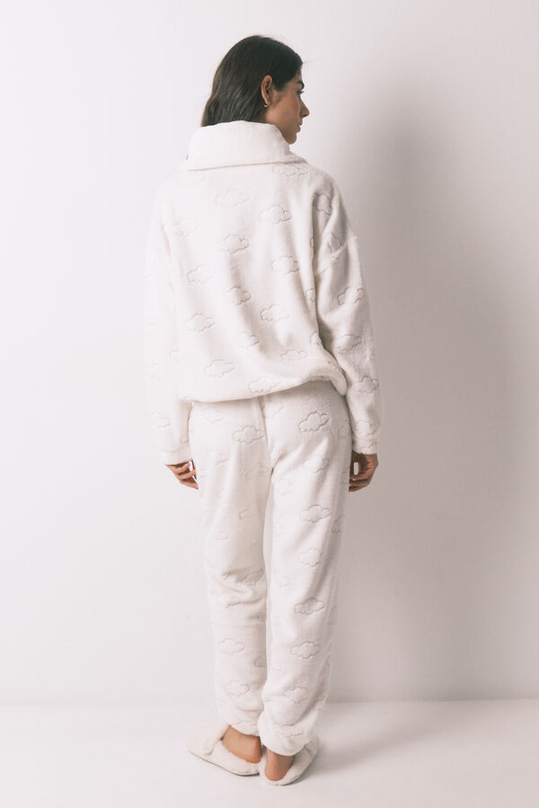 Women'secret Grey fleece cloud-print long pyjamas grey
