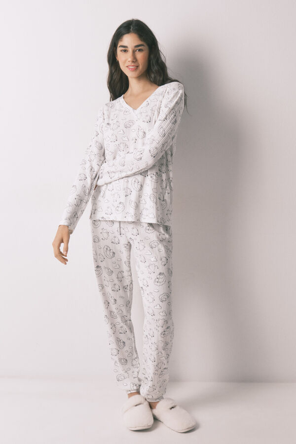 Women'secret Pyjama long c&ocirc;tel&eacute; doux imprim&eacute; Moomin blanc blanc