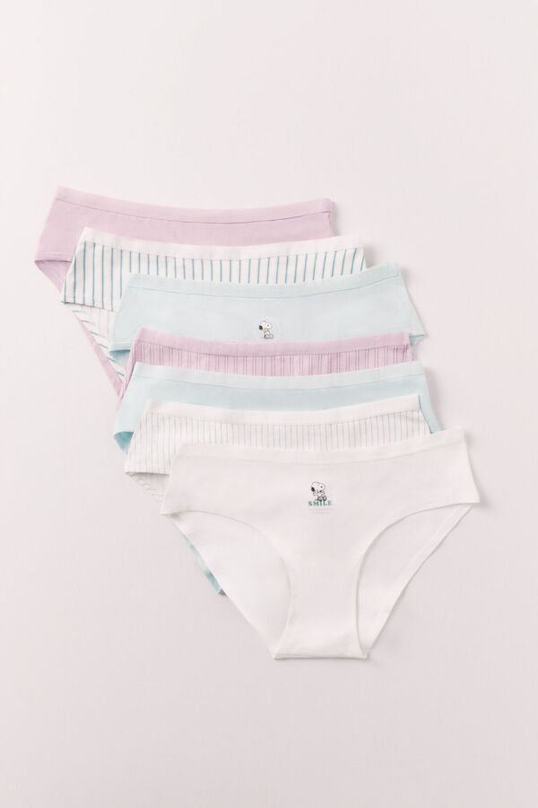 Women'secret Pack 7 bragas anchas algod&oacute;n estampado Snoopy estampado