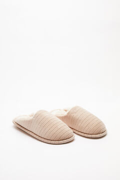 Womensecret Sand velour slider slippers with glitter nude
