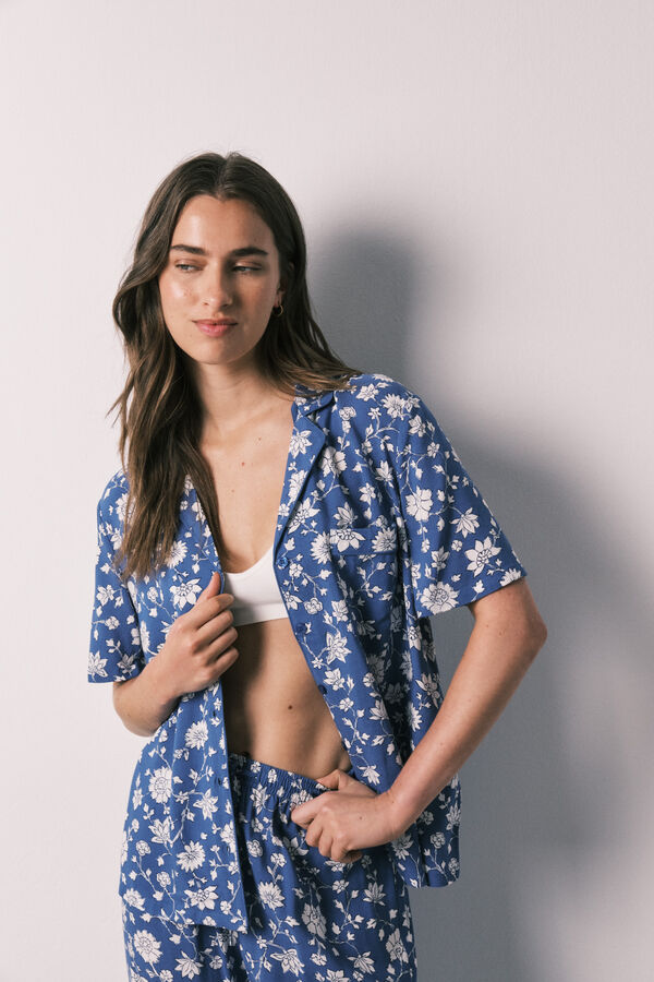 Women'secret Blue floral classic pyjamas blue
