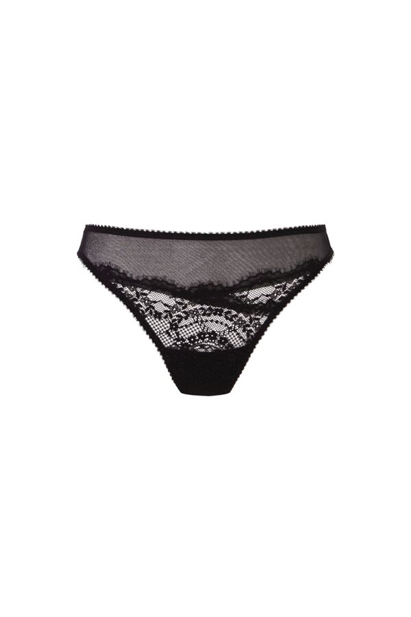Women'secret Black lace and tulle thong black