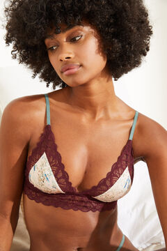 Womensecret NATURAL Maroon lace triangle bra printed