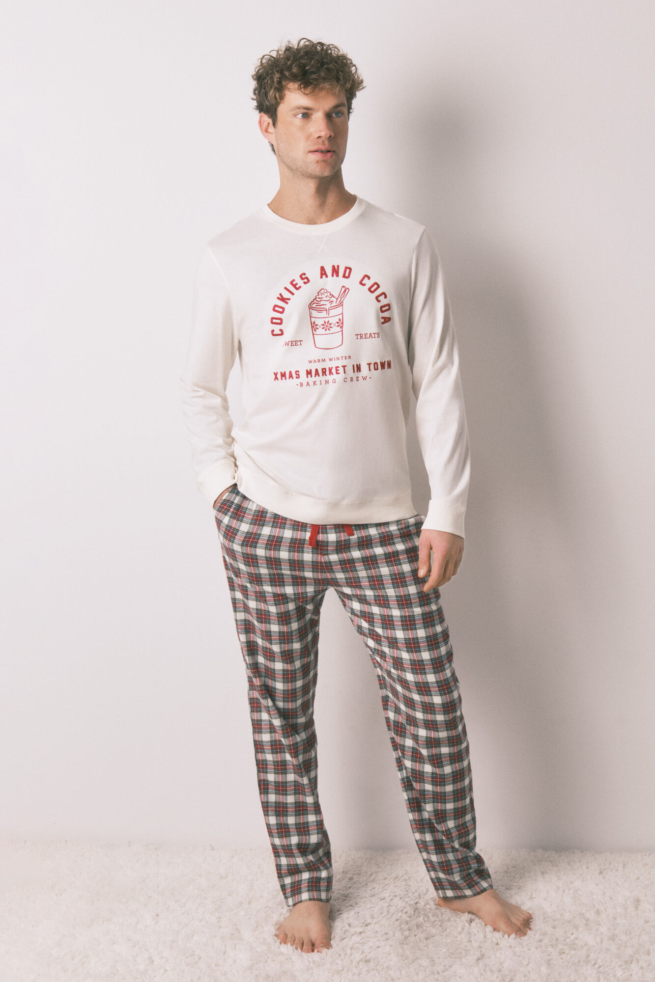 Women'secret Men's pyjamas : sweatshirt and checked trouser
