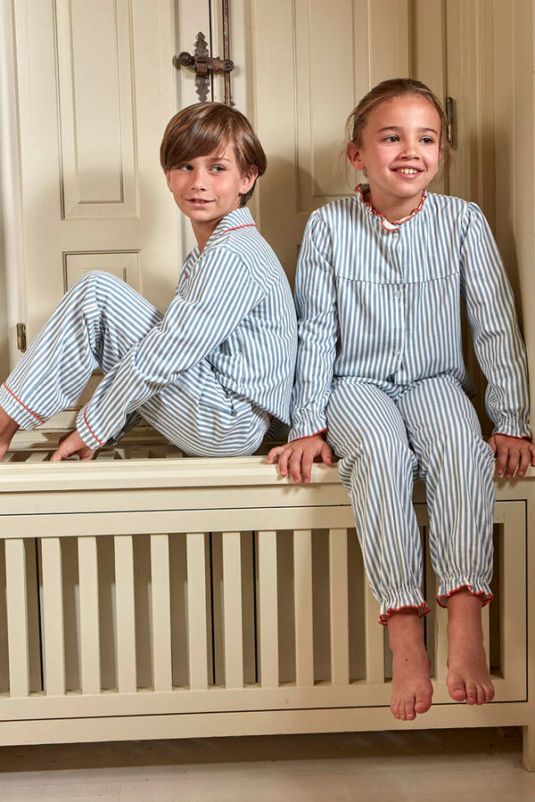 Gocco Pijama de raias com contraste azul azul