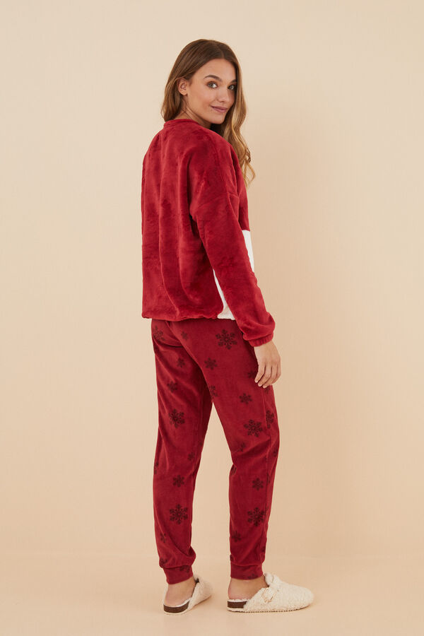 Womensecret Red fleece Mafalda pyjamas burgundy