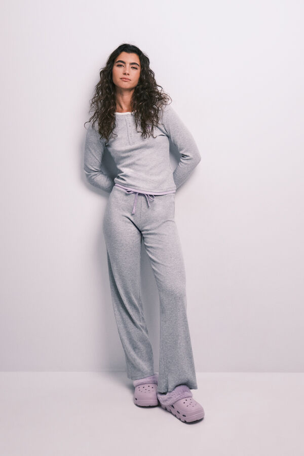 HI&BYE Grey cotton long pyjamas grey