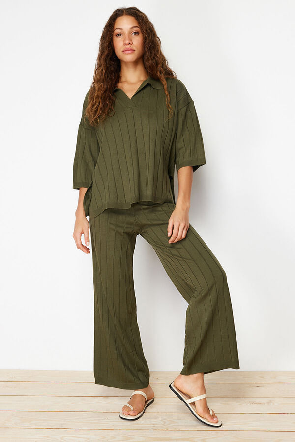 Trendyol Basic green set of trouser and polo shirt T-shirt green