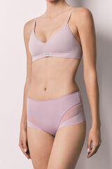 Women'secret Lilac mesh high-waisted shaping panty pink