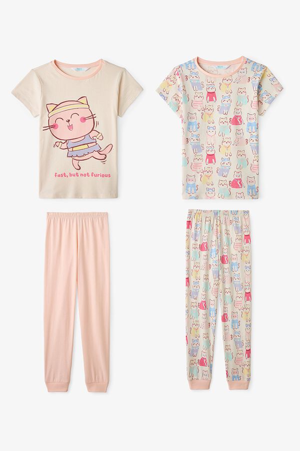 Penti Pack 2 pijamas infantiles gatos marfil