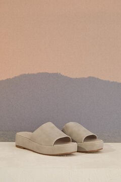 Womensecret Grey suede platform sandal grey
