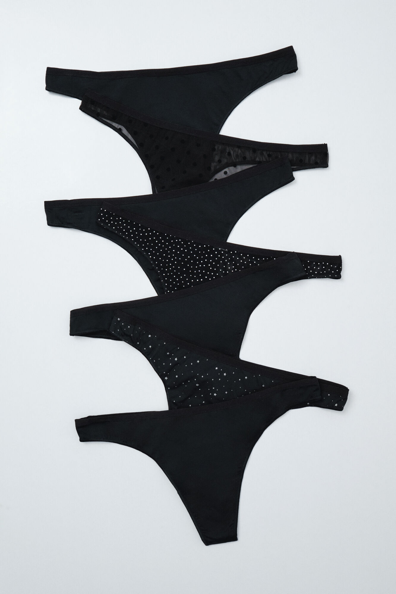 Women'secret Black lurex texture 7-pack thongs