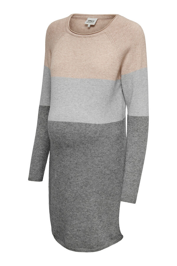 Only Maternity Vestido de punto premam&aacute; estampado rayas nude