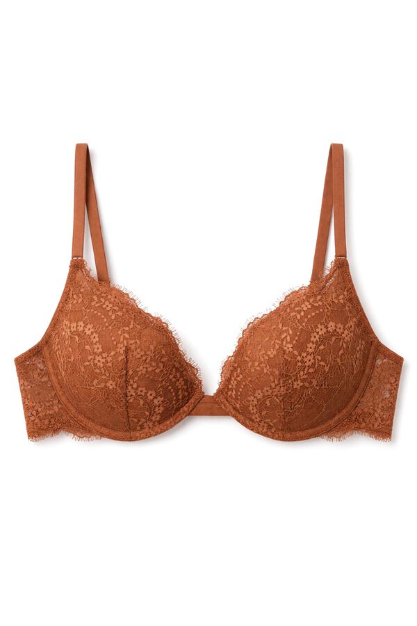 Women'secret Brown lace push-up bra GORGEOUS nude