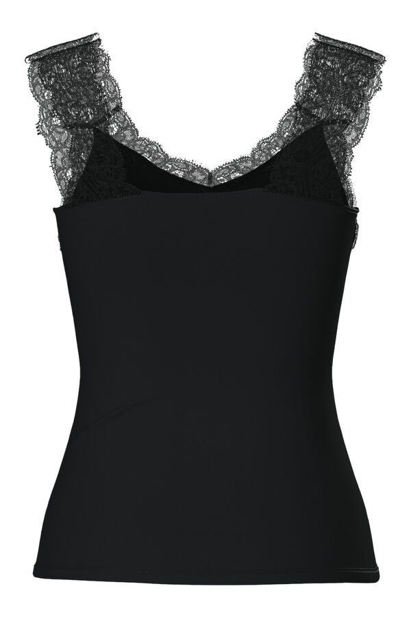 Pieces Top com detalhe de renda preto