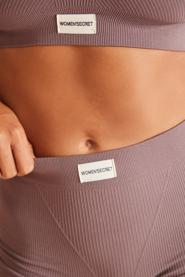 Womensecret Seamless purple ribbed culottes pink