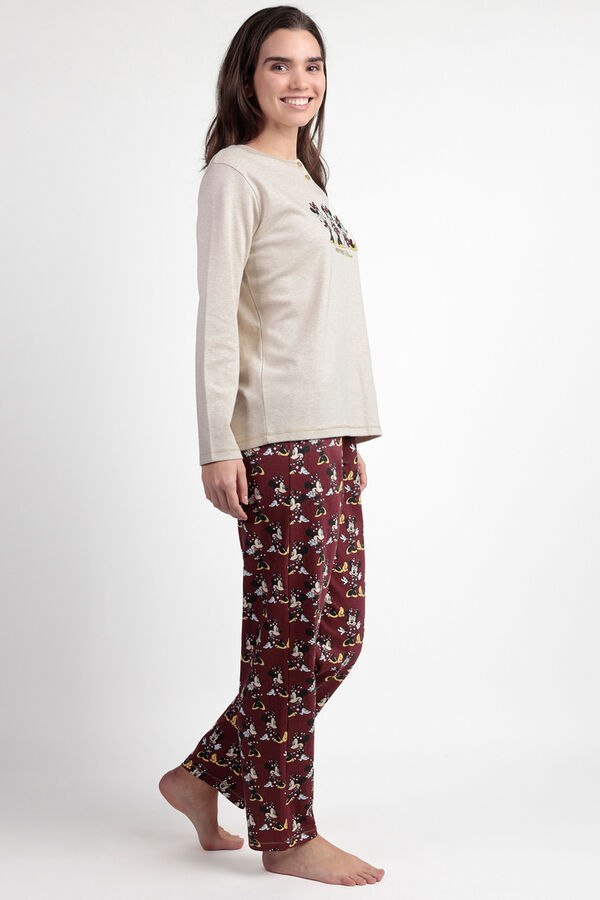 Admas Pijama largo Minnie Mouse para mujer beige