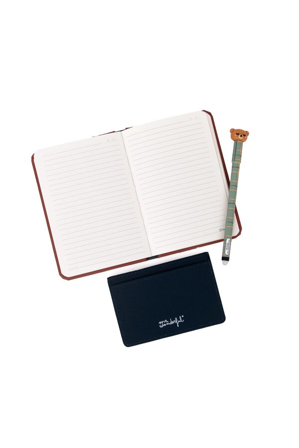 Mr. Wonderful A6 notebook + card holder + erasable pen kit Bo-Bo Bear - TALENT-OSO printed