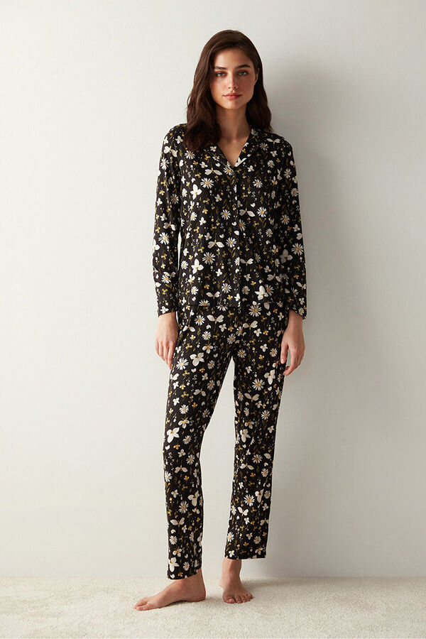 Penti Long pyjamas with floral details noir