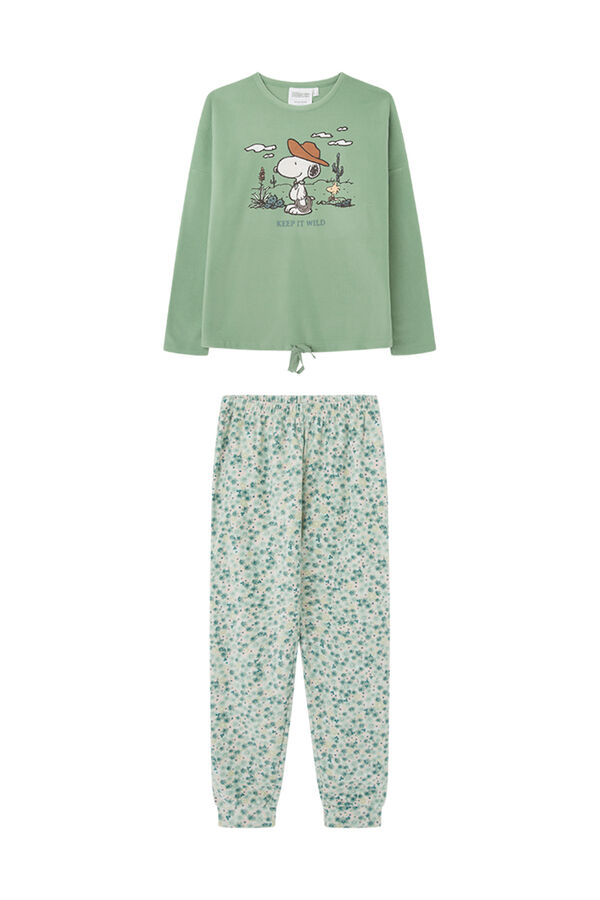 Womensecret Zelena pidžama od flisa Snoopy Zelena