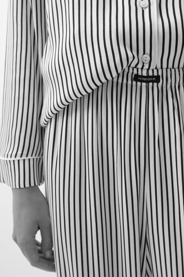Women'secret Black and white striped classic pyjamas black