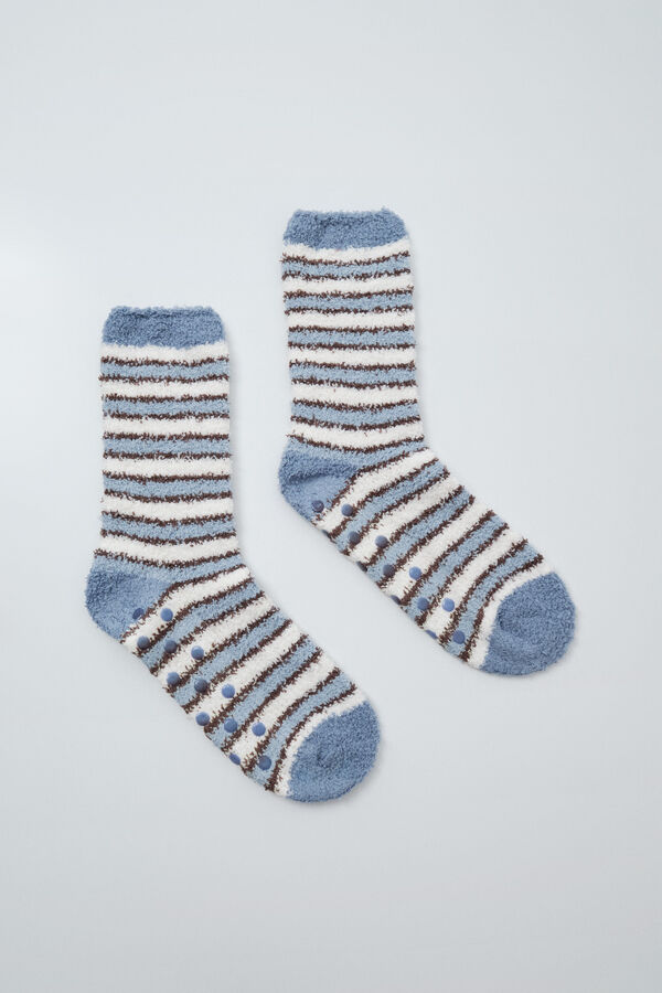 Women'secret Chaussettes longues &agrave; rayures bleues bleu