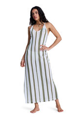 Roxy Vestido tirantes largo rayas playa  verde