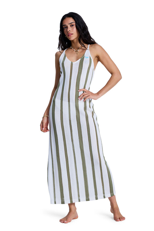 Roxy Vestido tirantes largo rayas playa  verde