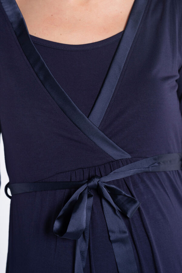 Ohma! Breastfeeding nightgown with satin ribbon blue