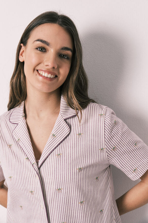 Women'secret Cotton striped classic pyjamas Baby Yoda white