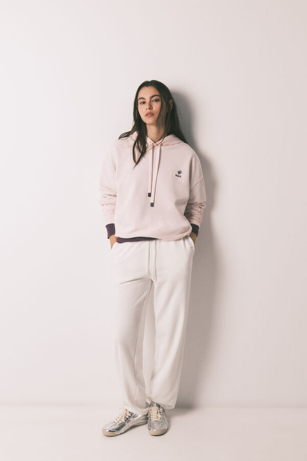 HI&BYE Pink cotton fleece hooded sweatshirt pink