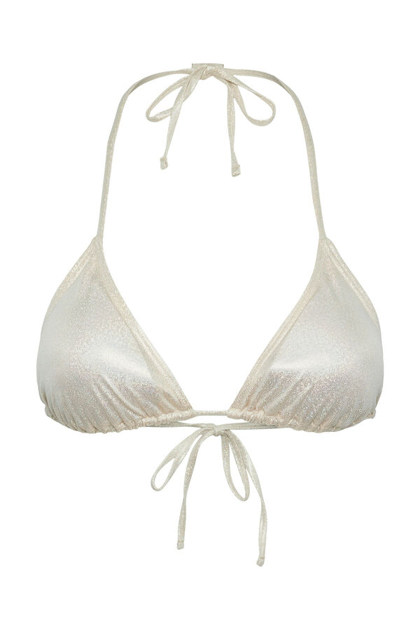 Womensecret Top de bikini triangular metalizado blanco