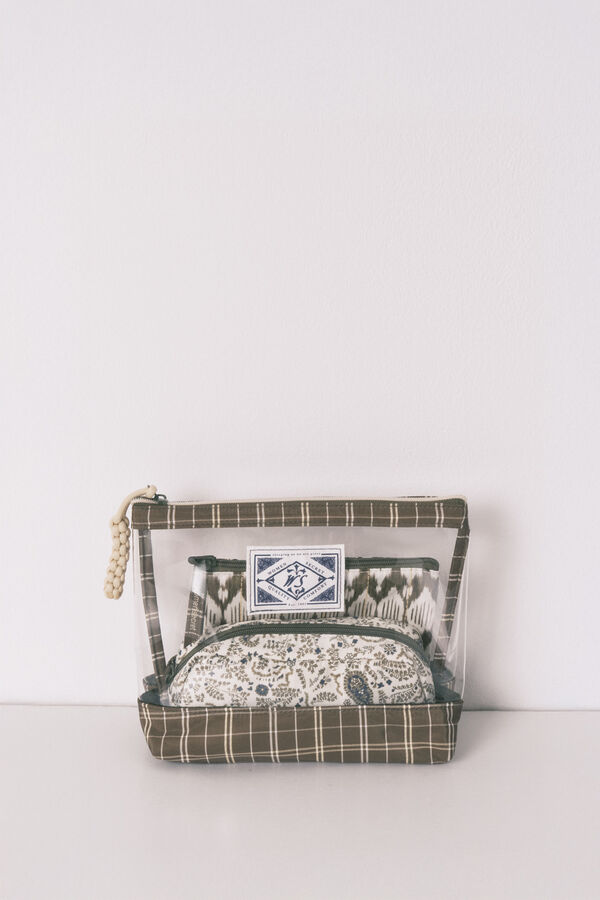 Women'secret Lot de 3 trousses de toilette imprim&eacute;es vertes beige