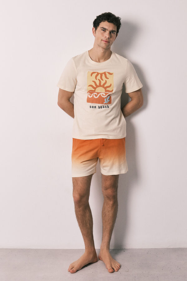 Women'secret Men's short pyjamas cotton gradient print nude