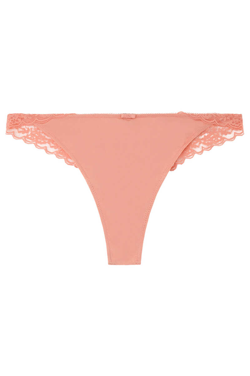 Womensecret Coral lace and microfibre tanga red