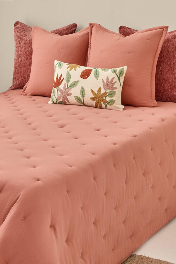 Textura Einfarbig Wendbar mit Punkten Rosa