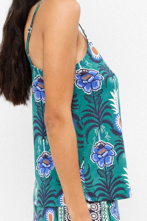 Gisela Camiseta tirantes algod&oacute;n print pi&ntilde;as blanco