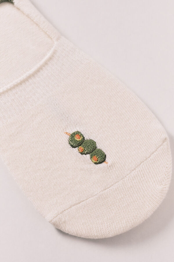 Women'secret Meias invis&iacute;veis bordado azeitonas cru