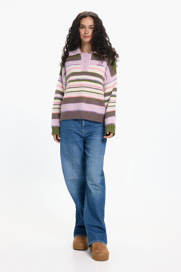 Pieces Contrast Polo shirt Neck Jumper multicolour