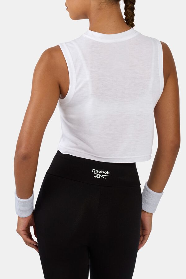 Reebok T-shirt sans manches &agrave; motif graphique blanc