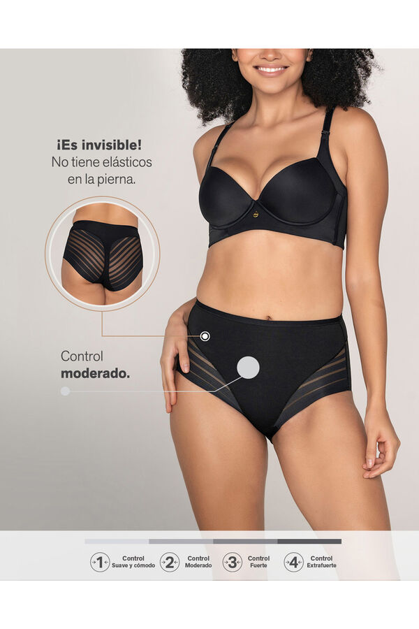 Leonisa Braga faja cl&aacute;sica con control moderado de abdomen y bandas en tul negro