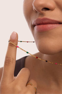 Singularu Halskette mit feiner Honig-Emaille, vergoldet