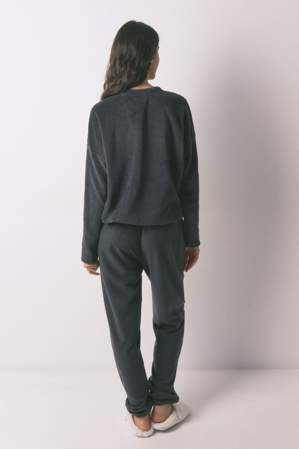 Women'secret Grey printed fleece long pyjamas Moomin grey