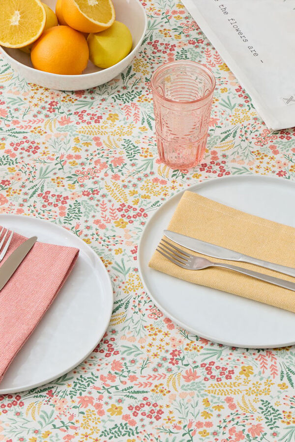 Textura Toalha antimanchas algod&atilde;o flores estampado