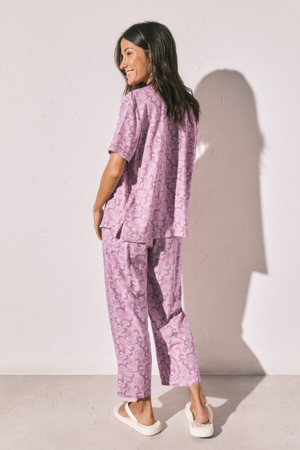 Women'secret Kapri pidžama sa cvetnim printom Roze