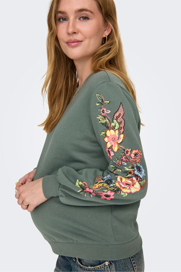Only Maternity Sweatshirt maternity com detalhes florais verde